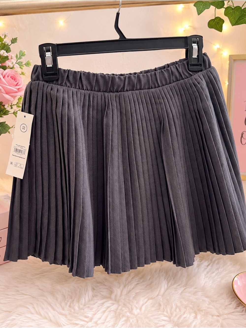 No Boundaries Pleated Mini Skirt in Charcoal Gray